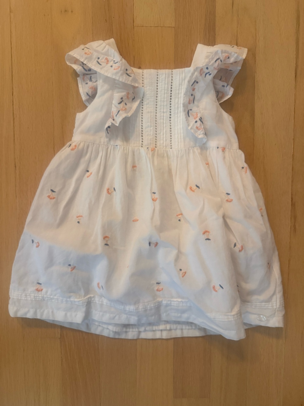 Tartine et Chocolat White Baby Dress with Navy Logo Trim